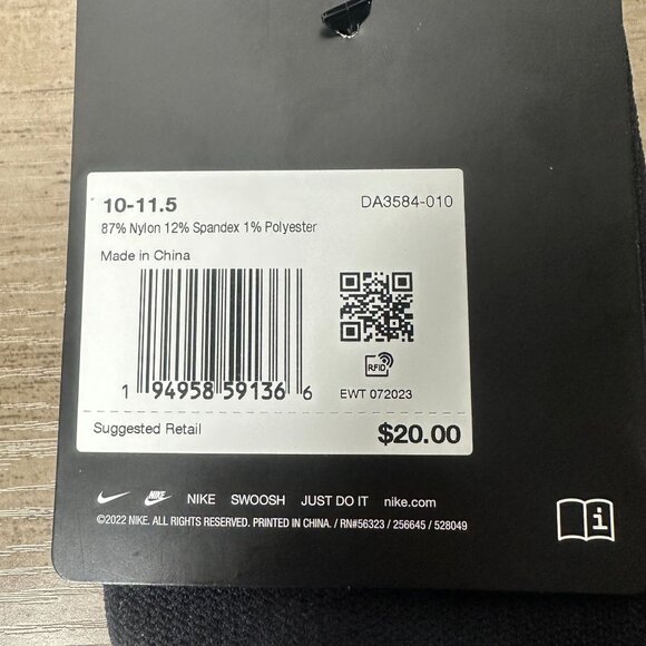 NWT Nike Unisex Spark Dri-FIT Running Crew Socks Black Size Large (DA3584-010) - Picture 8 of 8